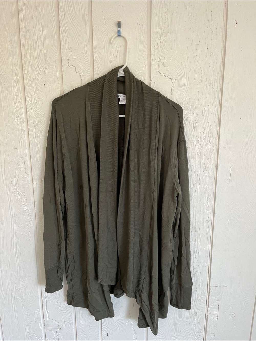 Athleta Olive Ribbed Cardigan
